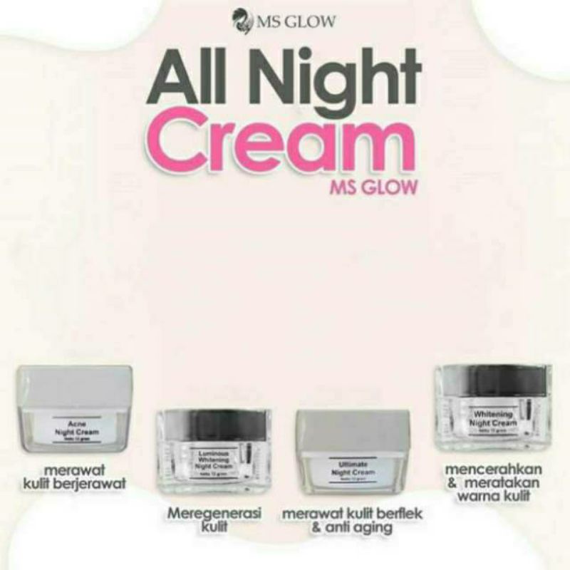 MS GLOW NIGHT CREAM / NIGHT CREAM MS GLOW ORIGINAL /MS GLOW TUBAN