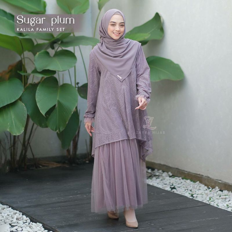 Kalila dress S plum dan rose by Zayra hijab FREE JILBAB RANDOM gamis kondangan lebaran tunangan cant