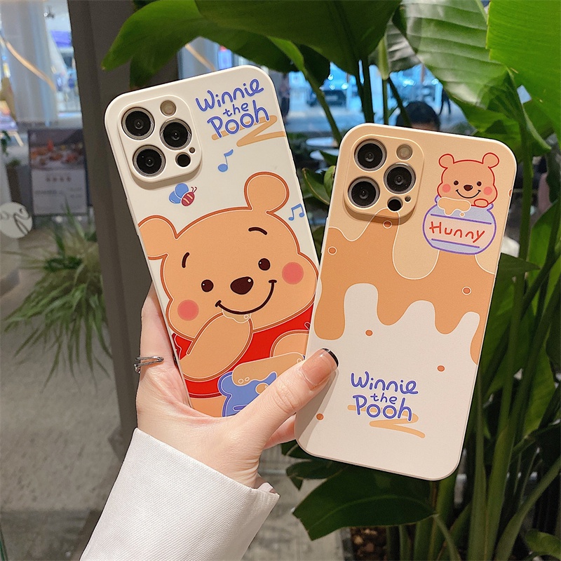 Straight side Pooh case iphone for iphone 13 12 11 pro max X Xs max XR 7 8 plus se2020 side pattern all-inclusive soft shell protective cover