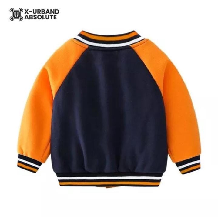 Jaket Varsity Anak Navy Oranye 1-10 Tahun