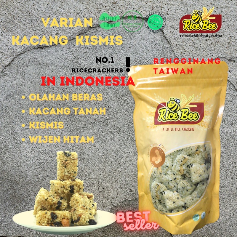 RiceBee Kismis Kacang Pack / Rengginang Taiwan / Vegan Snack / Cemilan Sehat / Makanan Halal