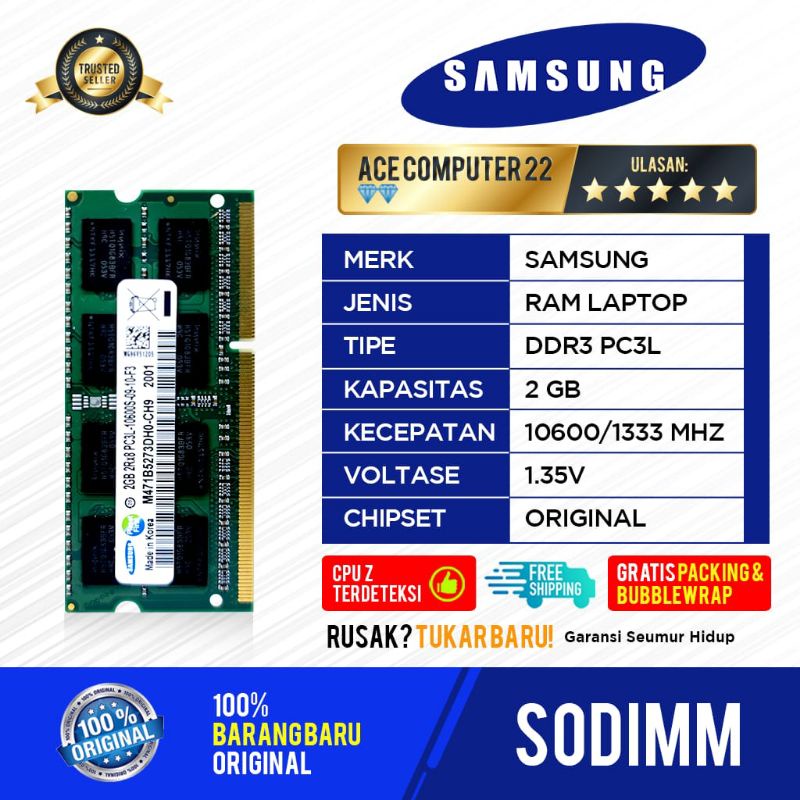 SAMSUNG SODIMM DDR3L 2GB PC 10600