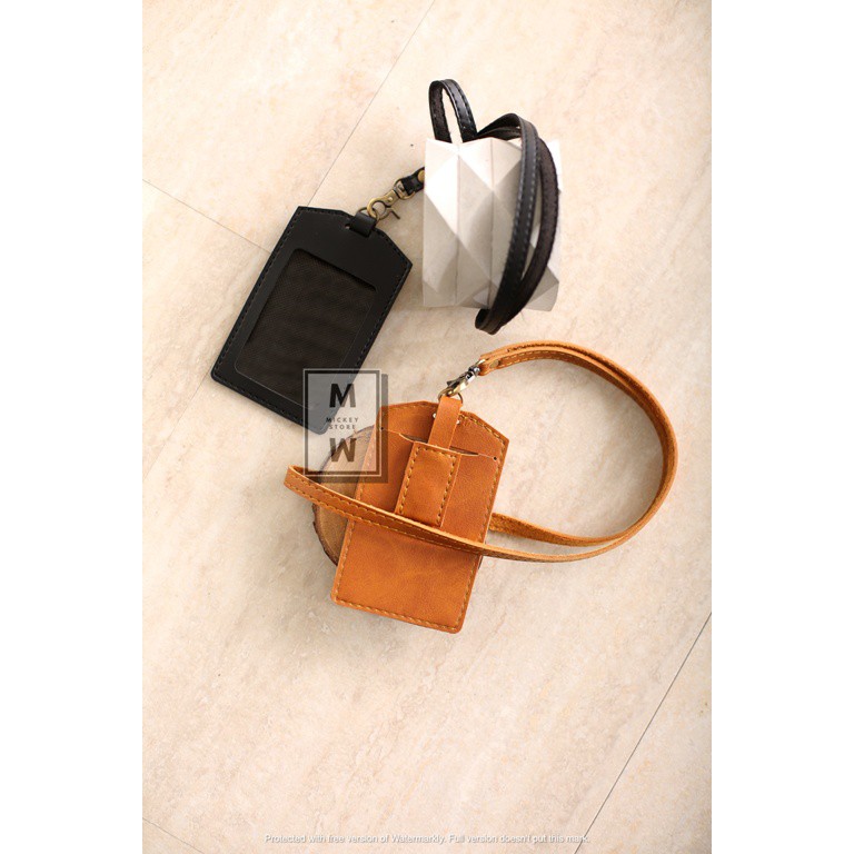 

ID Card Holder Patuk Kalung Premium Badge Leather Clip Gantungan Magnet Identitas