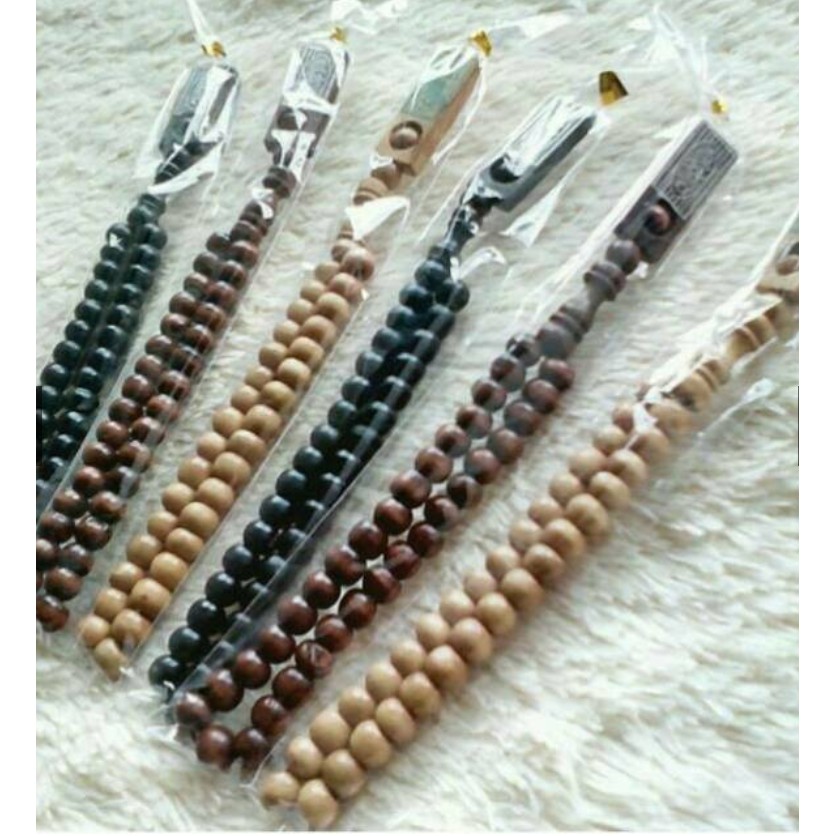 [Bayar di Tempat] 50 PCS Souvenir tasbih - tasbih kayu - tasbih kayu 33 butir kemas plastik