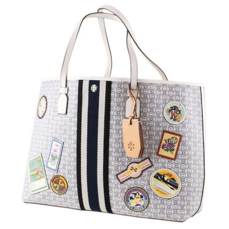 Tory Burch Gemini Link Canvas Applique New Ivory