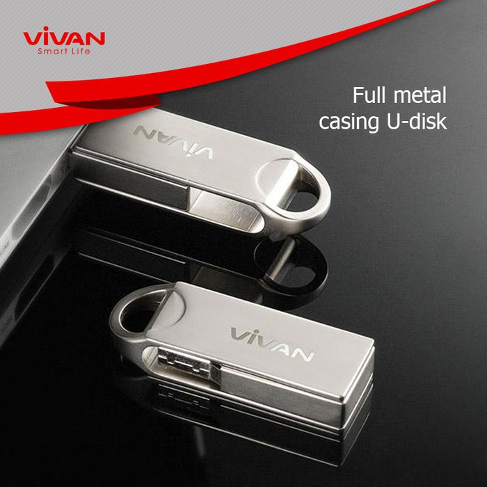 Flashdisk VIVAN VF216 16GB with 360 Rotation Design Silver - Garansi Resmi 5 Tahun