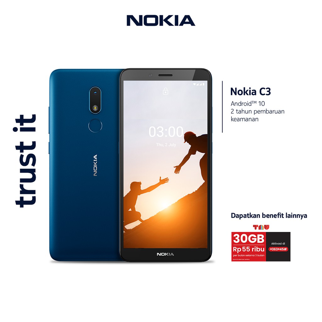 Nokia C3 2 16gb Nordic Blue Shopee Indonesia