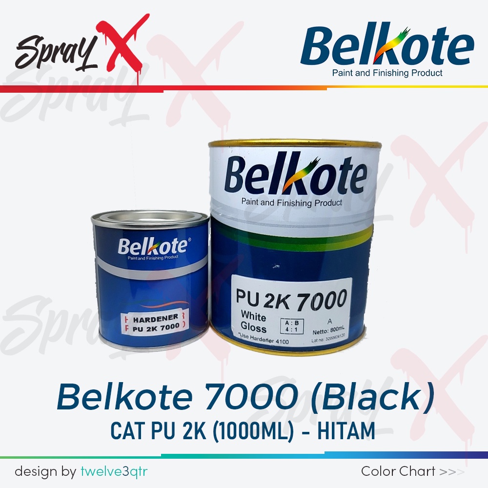 BELKOTE PU 2K 7000 AUTOMOTIVE REFINISH BLACK / CAT PU HITAM KILAT KERAS 1L - CAT PU