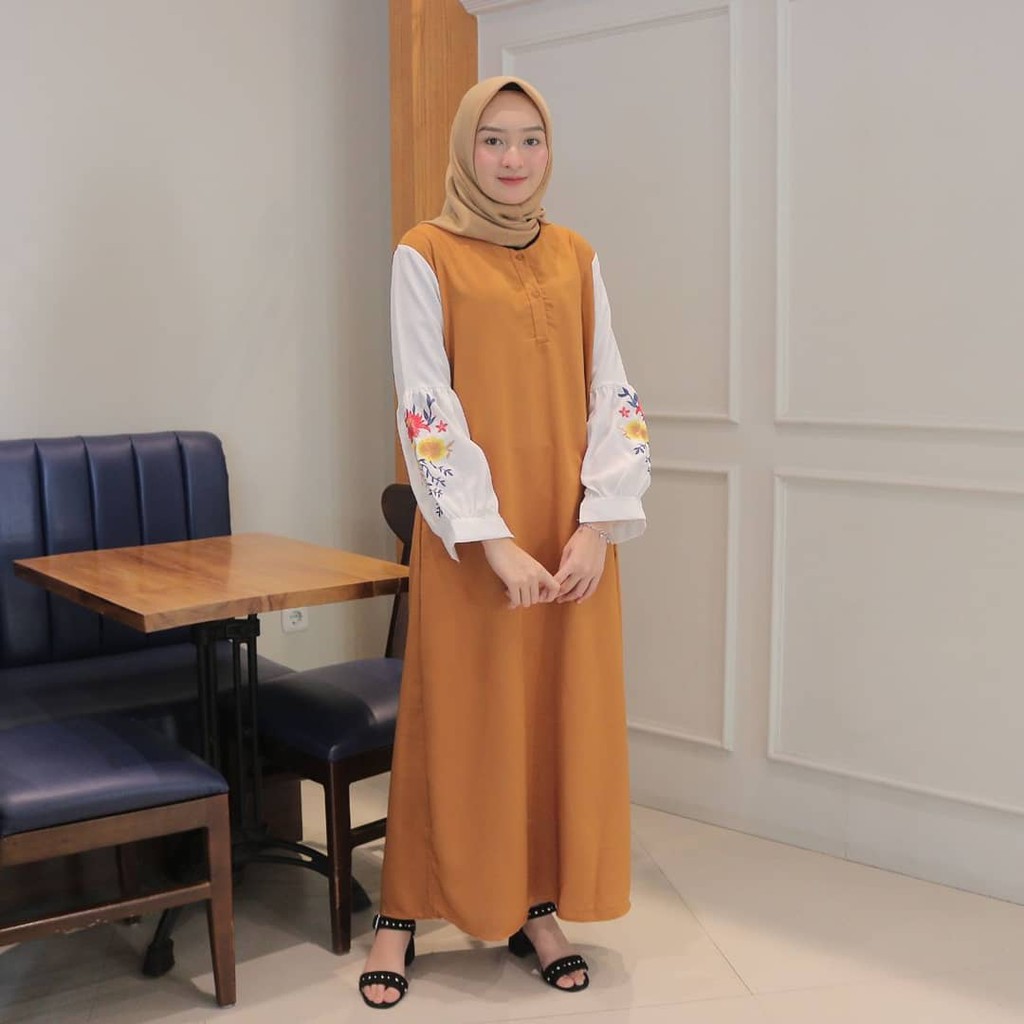 [ TERMURAH ] MARISA BORDIR | GAMIS TERBARU | BUSANA MUSLIM | DRESS MAXI | PRODUK TERBARU-1