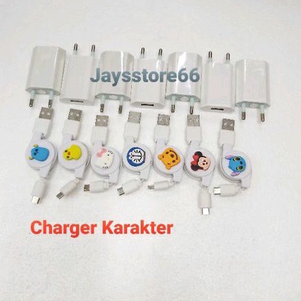 Charger Karakter Kartoon Micro USB ( RANDOM)