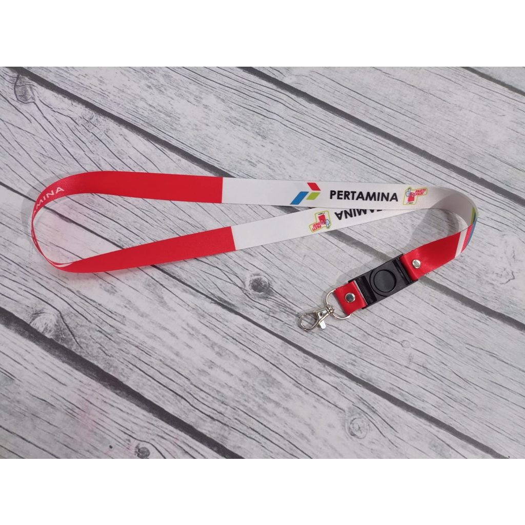 

Lanyard Pertamina Logo "PASTI PAS" Merah Putih / Lanyard Pertamina Desain Baru / Lanyard Full Desain Printing Surabaya