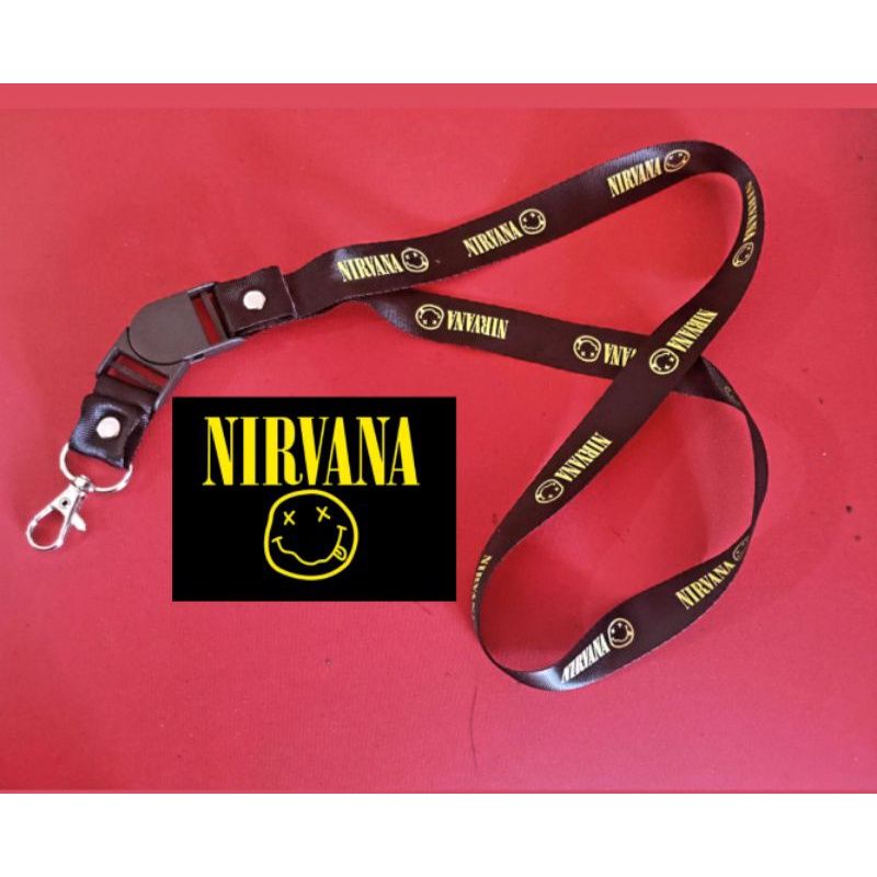 

lanyard NIRVANA gantungan kunci band metal musik rock / tali lanyard hitam gantungan leher