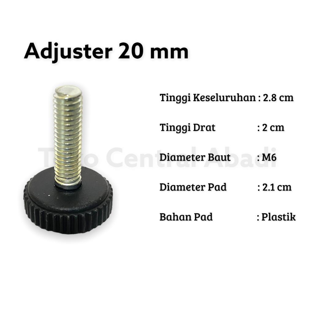 Stabil kaki kursi/ Adjuster 20 mm drat M6 / Adjuster Kaki Meja / Adjuster / Alas Kaki Kursi /  Alas 