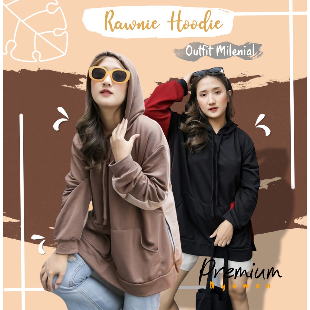 Hoodie Cewek Model Rawnie Hodie Sweater Wanita Oversize Polos Kekinian Terbaru Jaket Cewek Murah Ori