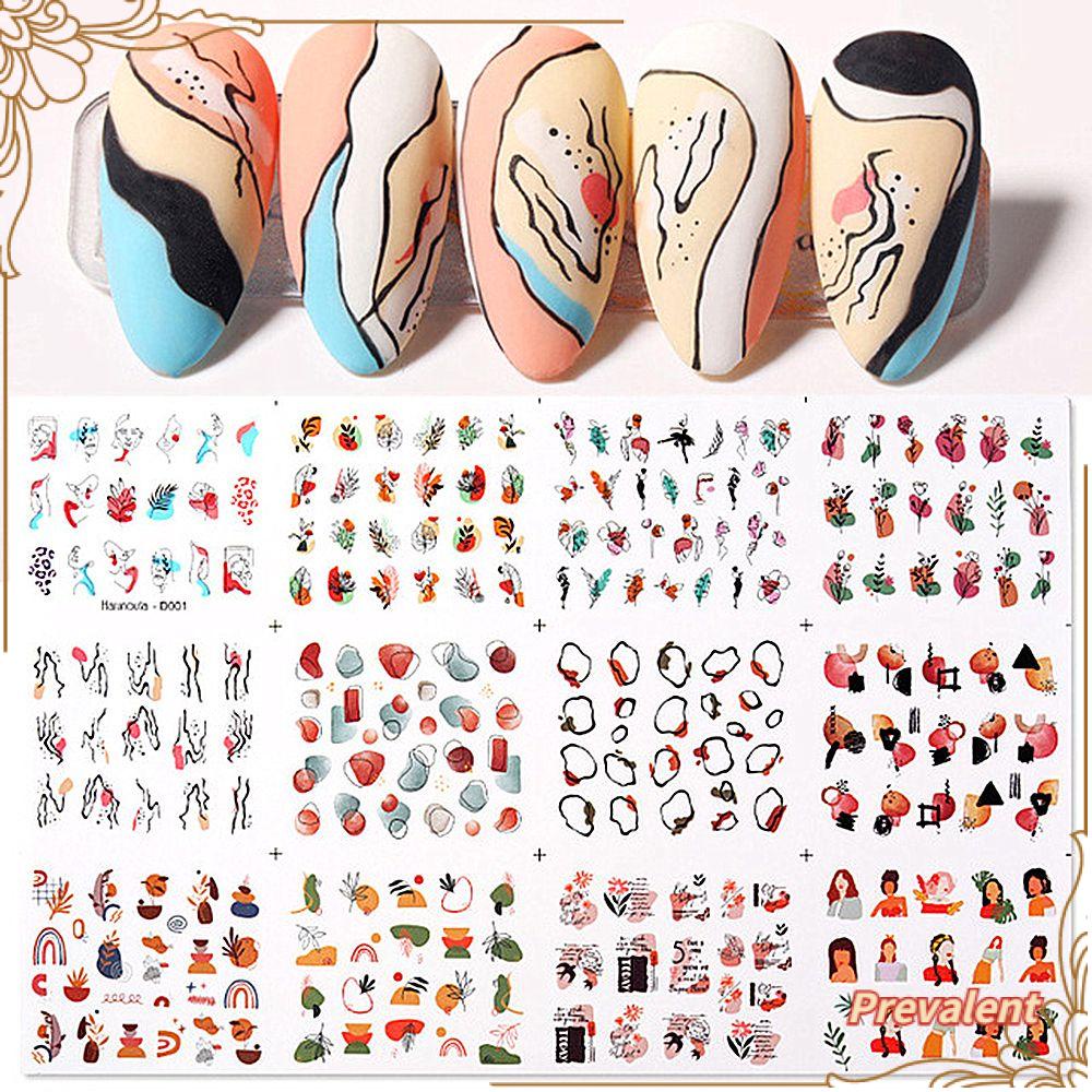 12pcs Stiker Kuku Motif Daun Slider Untuk Nail Art