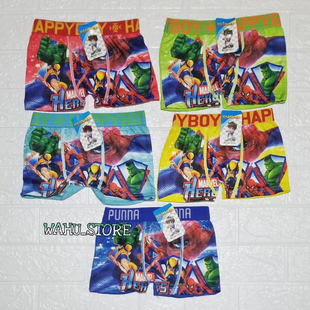 HAPPY BOY | UKURAN ( M - L - XL ) CELANA DALAM ANAK LAKI-LAKI 1 LUSIN/12 PCS BOXER / CD ANAK COWOK B