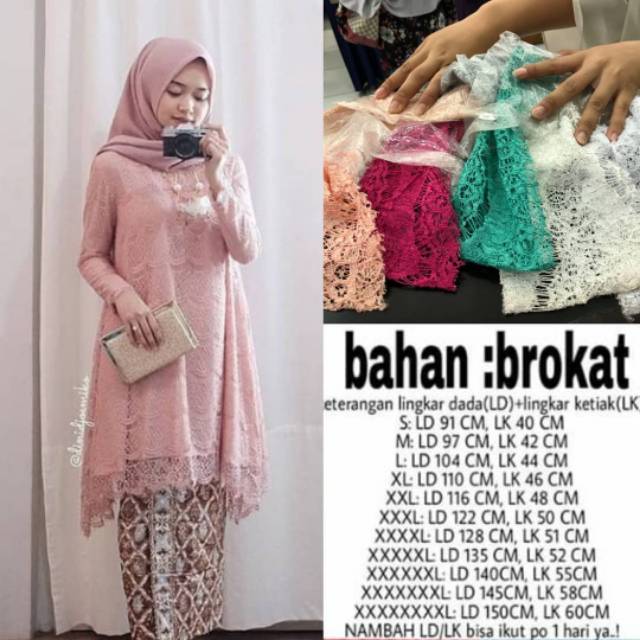 Stelan kebaya brukat lace Kartini jumbo Bigsize ld 150