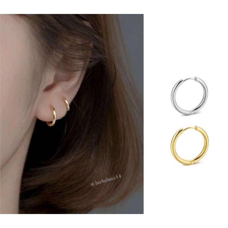 Anting titanium bulat polos