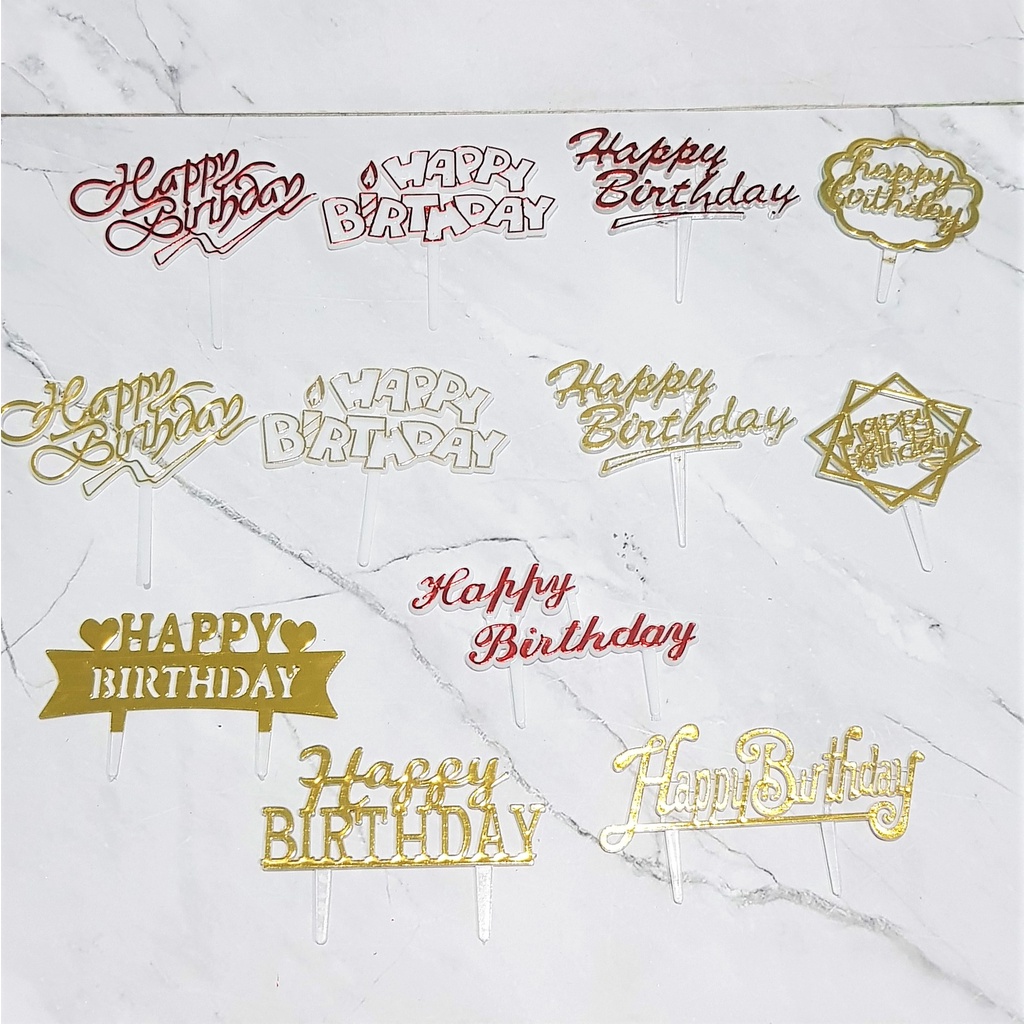 cake topper tusuk  tulisan happy birthday tart hiasan kue ulangtahun