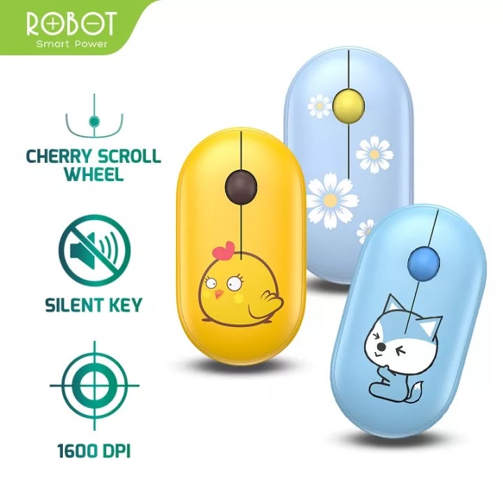 Robot M230 Wireless Mouse Silent Karakter Lucu