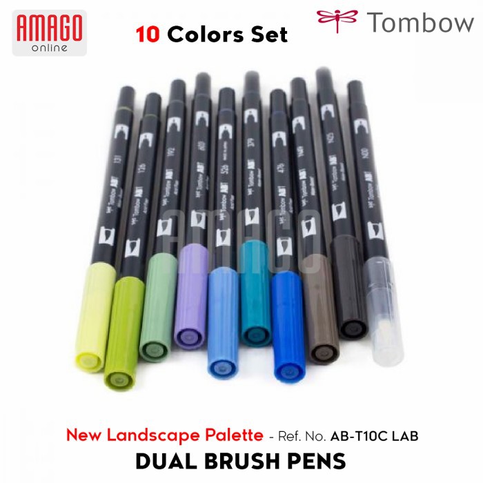 TOMBOW Dual Brush Pens - LANDSCAPE Palette of 10 colors - AB-T10C LAB