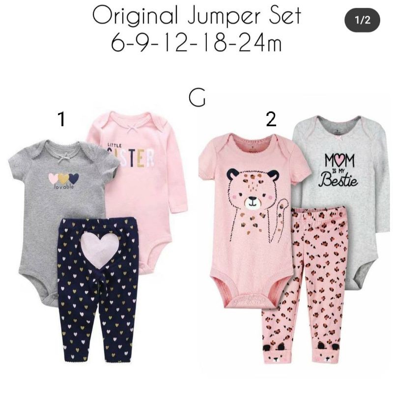 Set Jumper 3in1/ set baju bayi/ baju bayi import/ jumper bayi