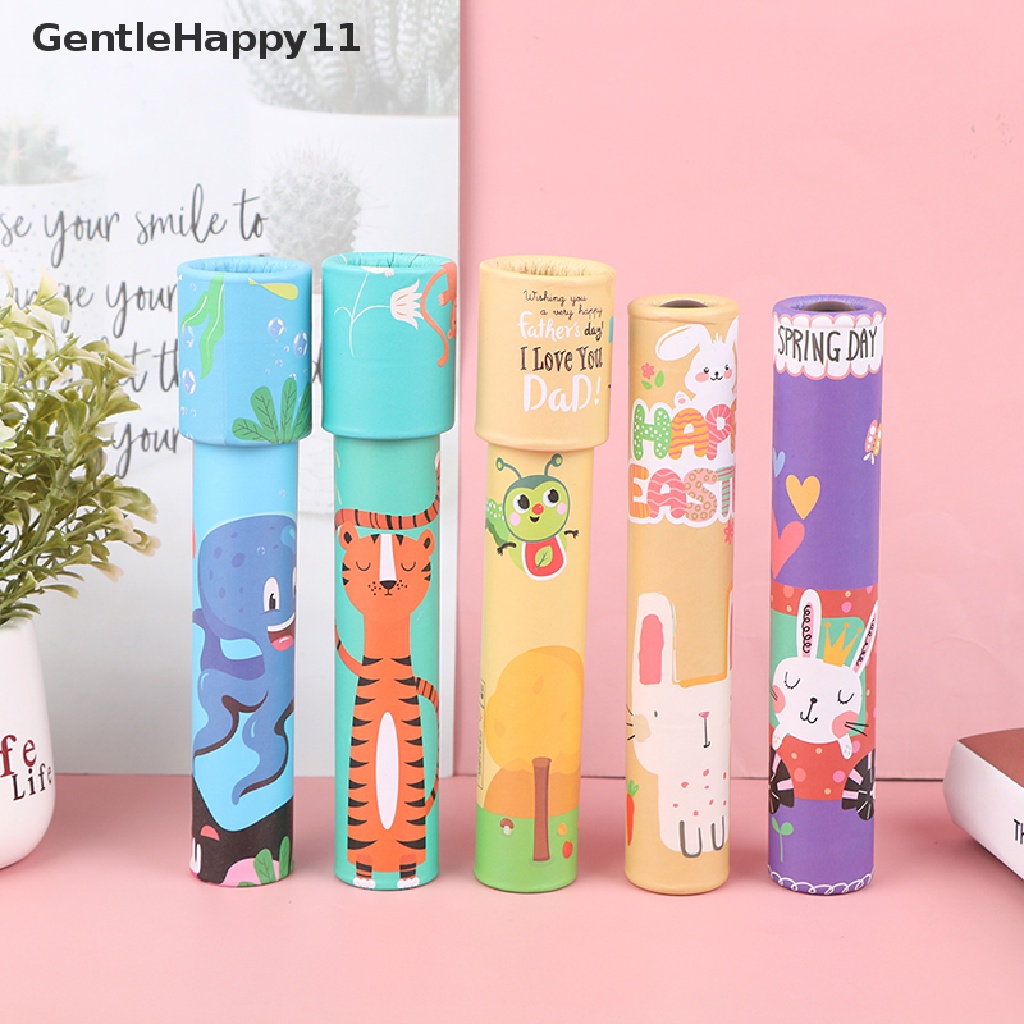 Gentlehappy 1Pc Mainan Edukasi Kaleidoskop Putar Motif Kartun Untuk Anak