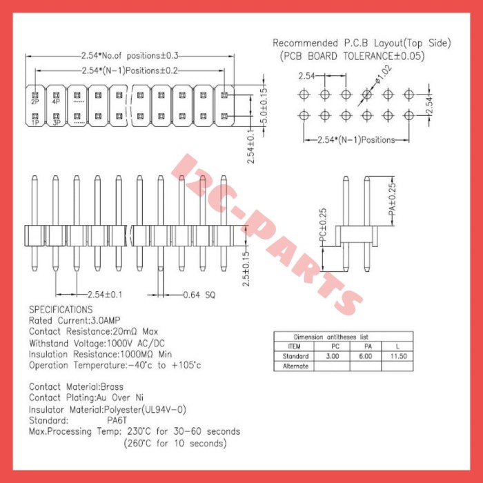 Male Pin Header male Double Black 2.54mm Hitam 2x40 80p 80 tulang ikan