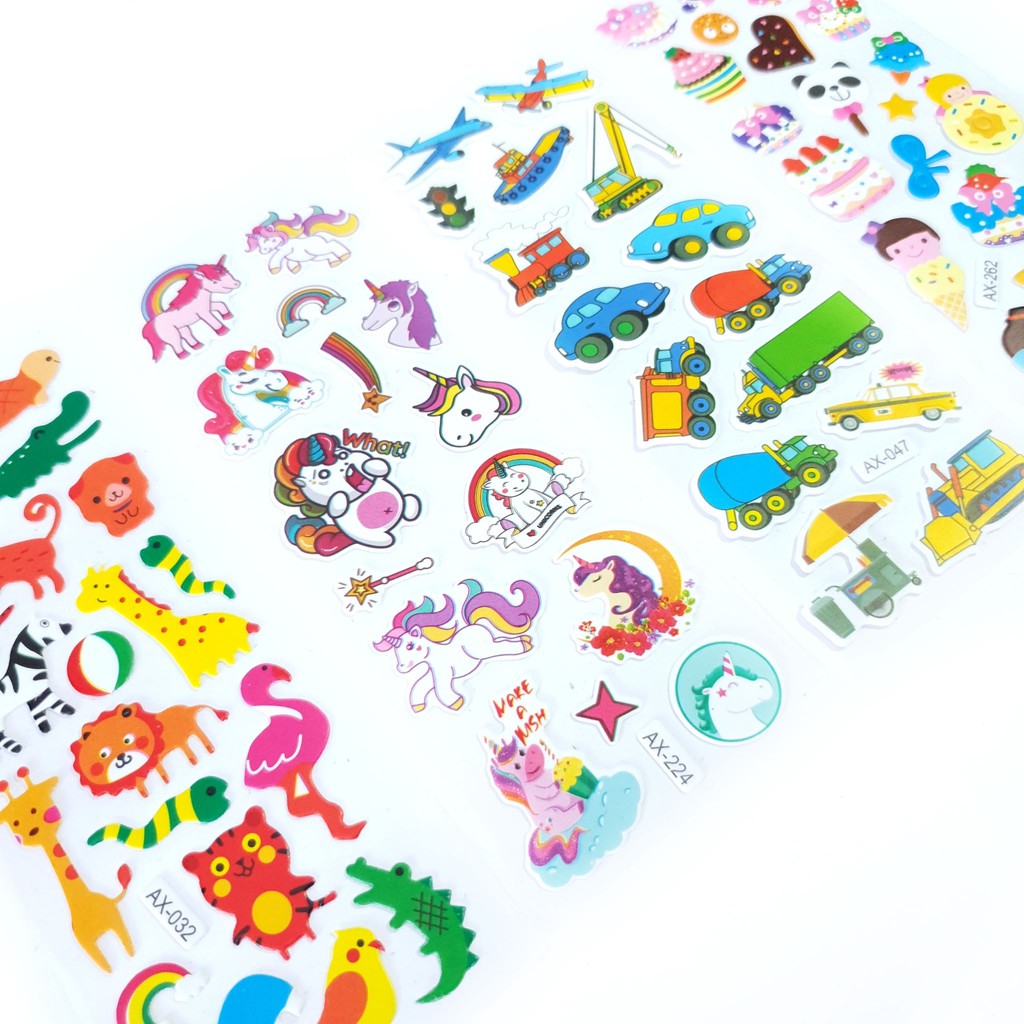 Stiker 3D Timbul Karakter Untuk HP , Kotak Pensil, Tas, Buku, Mainan, atau Helm