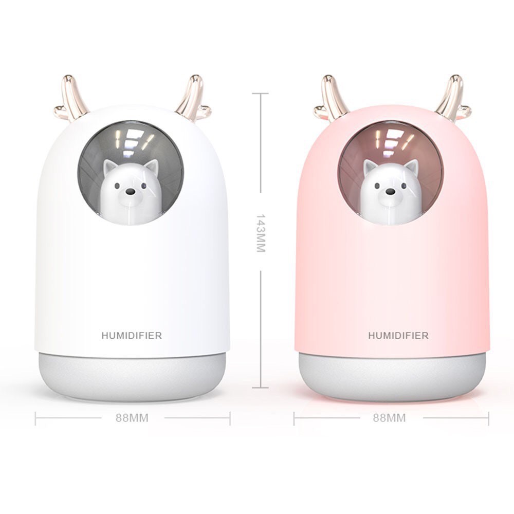 (COD Makassar) Pet Humidifier Air Diffuser Ultrasonic Mist Maker with 7 Colors LED Lamp Beer 300ml Difuser like young living