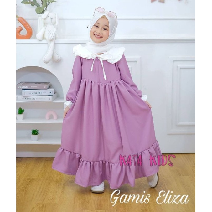 dress anak kekinian / dress eliza terbaru / gamis muslim anak