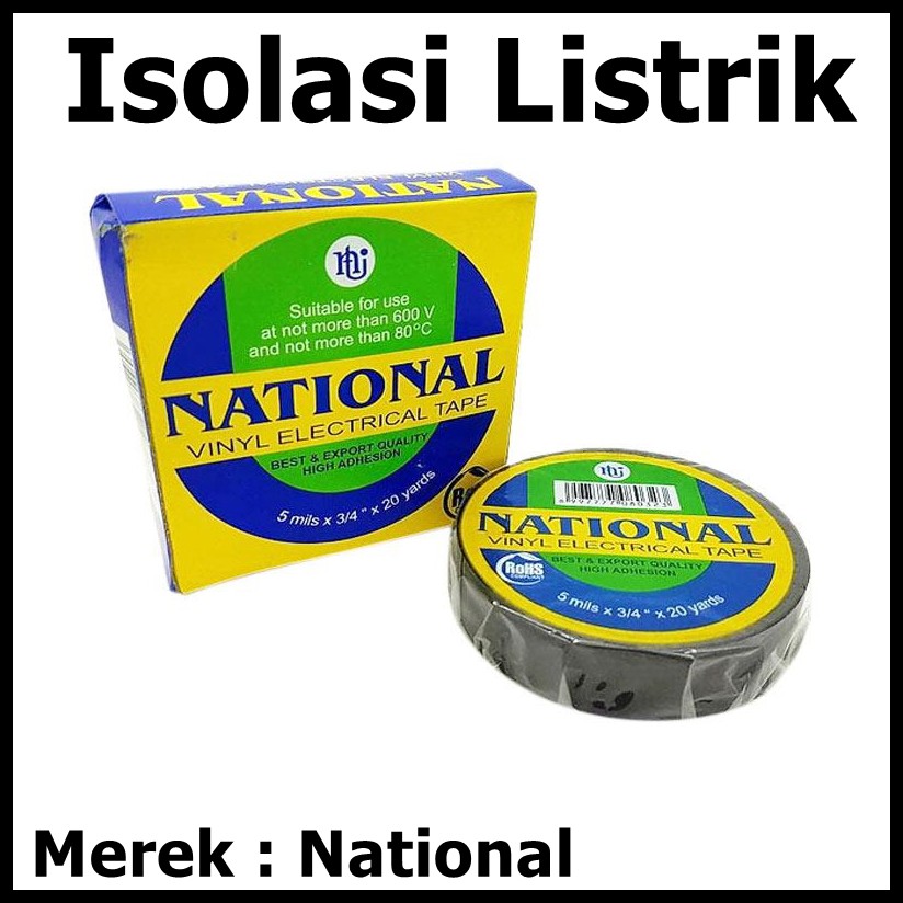 Isolasi Hitam untuk Kabel Listik Kotak Merek National