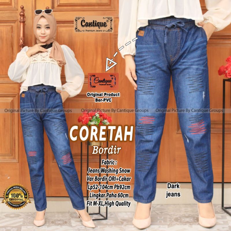 coretah bordir celana jeans wanita by cantique