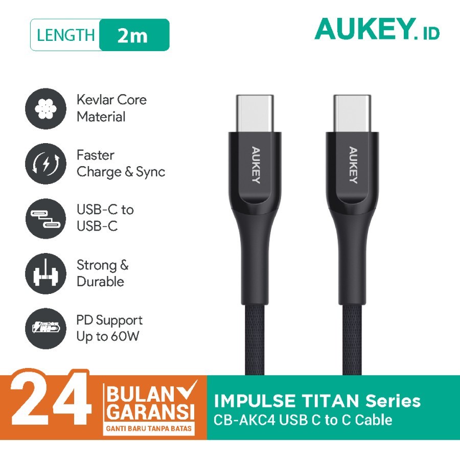 Aukey Cable CB-AKC4 2M USB-C to C Kevlar Material
