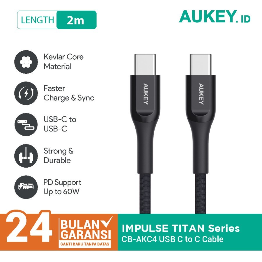 Aukey Cable CB-AKC4 USB C to C 2m Kevlar Material