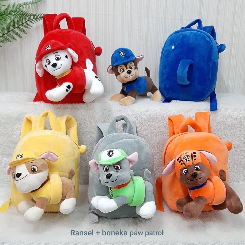 TOYSOPEDIA Tas Ransel Boneka Dog Paw Patroll/Backpack Sekolah Anak Paud skye chase zuma rocky