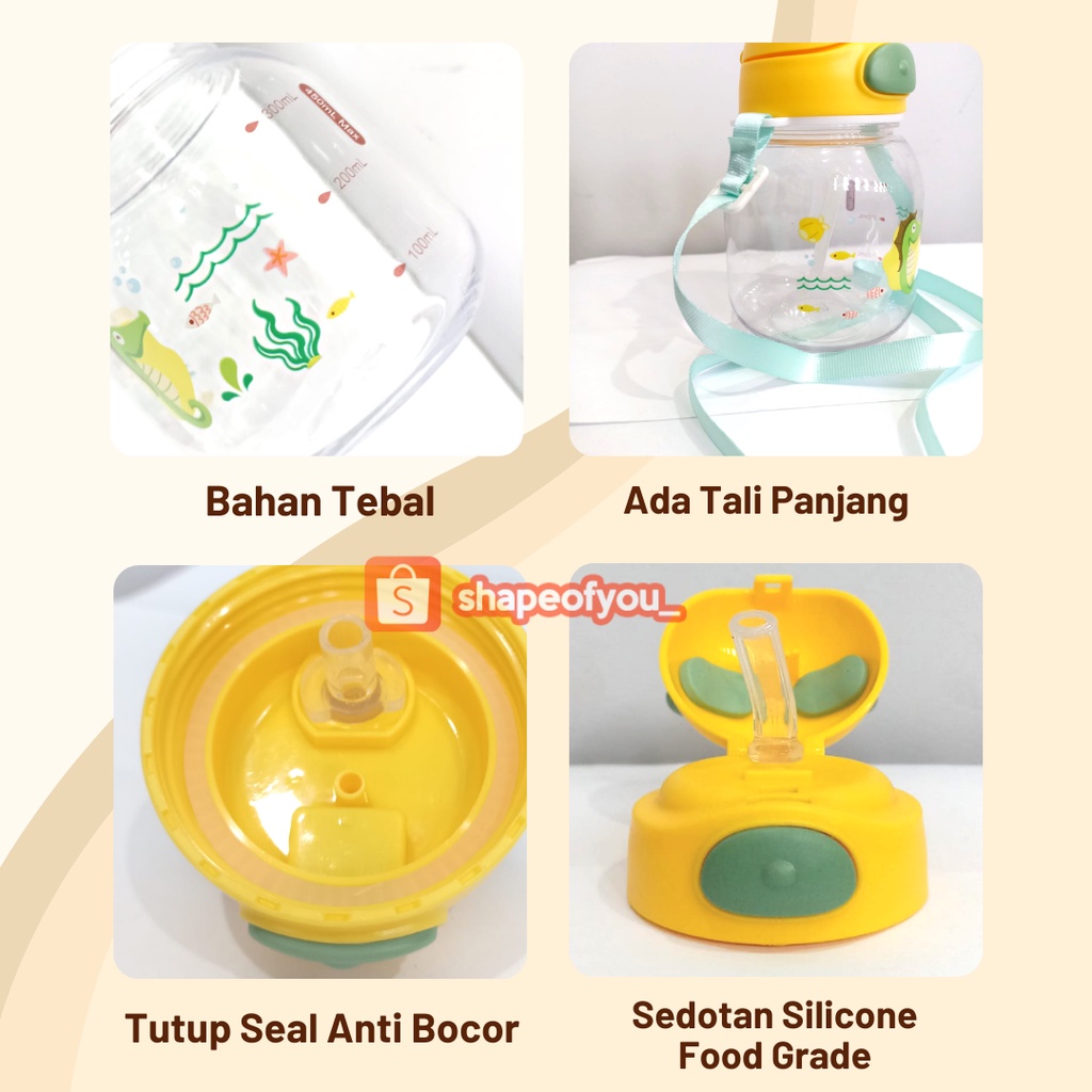 Botol Minum Anak Viral Balita Ada Sedotan Tali BPA Free Training Cup 450ml