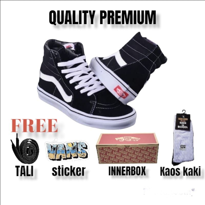 SEPATU V4NS SK8 HIGH BLACK WHITE CLASIC SNEAKERS PRIA SNEAKERS WANITA SEPATU SNEAKERS IMPORT