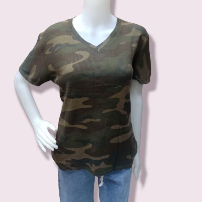 KAOS ARMY KERAH V / LENGAN PENDEK / KAOS WANITA ARMY