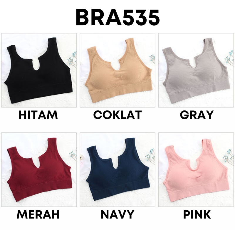 Swopply BRA535 Bra Tanpa Kawat Bentuk U Pakaian Dalam Wanita Polos Tali Tanktop Bra Olahraga Sportbra Gym