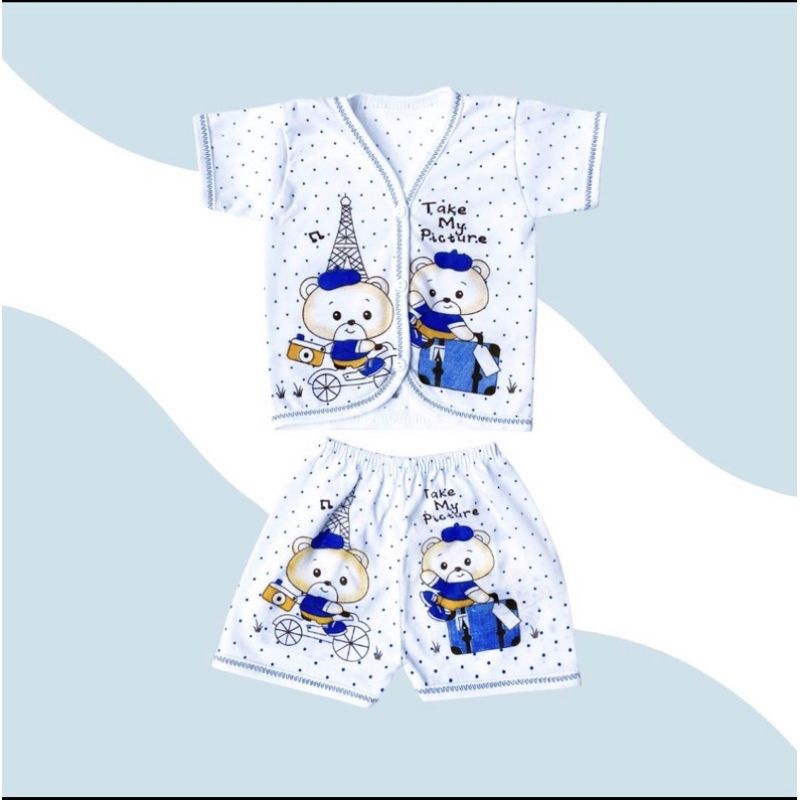 SETELAN BAJU BAYI PENDEK + CELANA PENDEK NEWBORN - SETELAN BAYI MURAH (MEGA BABY)