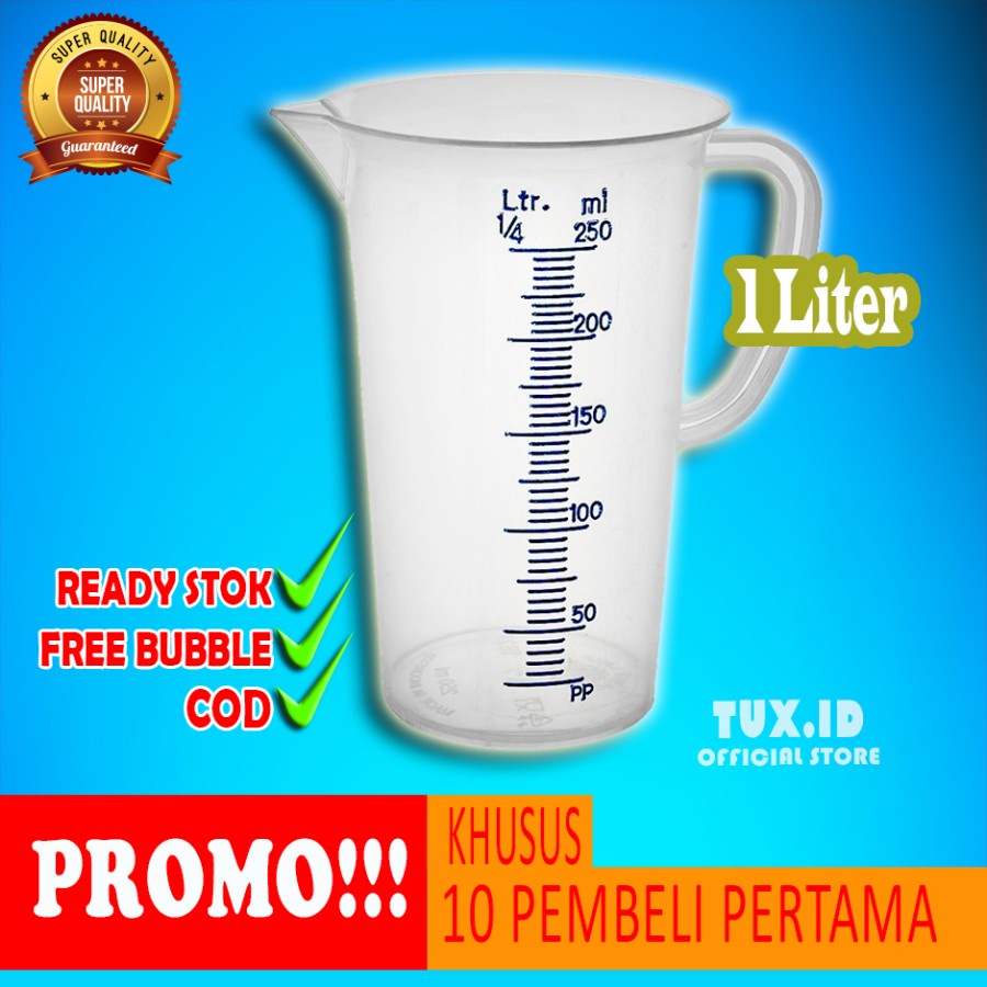 Gelas Ukur Takar 1L Liter 1000ml Air Cat Oli Kopi Takaran Kue Bumbu ml