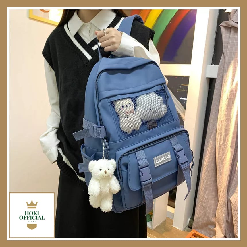 [COD] Ransel Korean Style Pastel Series Tas Sekolah Wanita Pria SMP SMA Kuliah Stylish Kapasitas Besar HokiOfficial