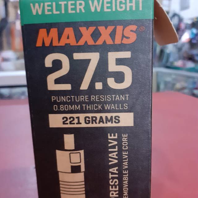 Ban dalam maxxis 27,5 x 220 / 250 bobot 221grams.   Cube maxxis 27,5 x 220 / 250  berat 221grams