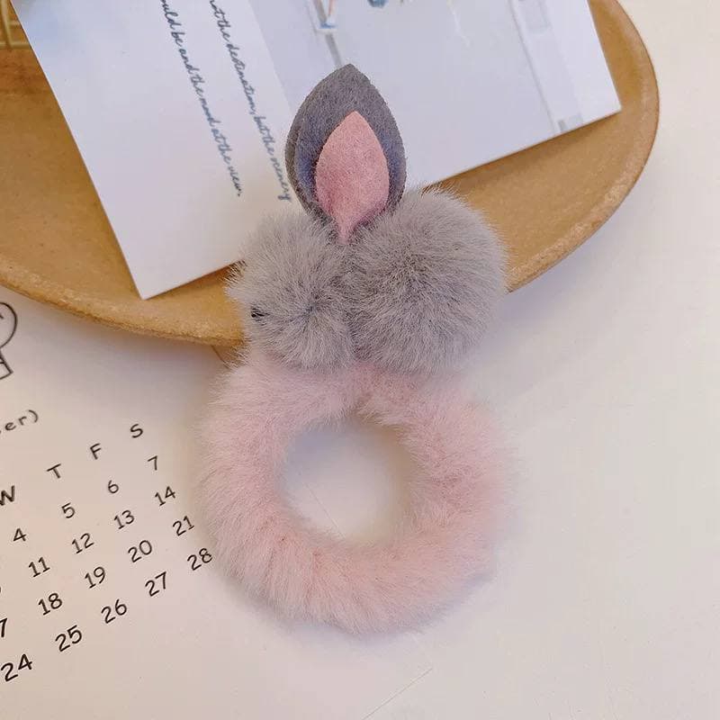 LF - Ikat Rambut Bulu Pompom Rabbit Hair Accessories Kuciran Wanita Murah Berkualitas