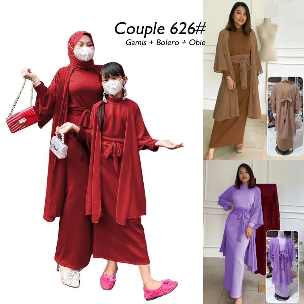 COUPLE 626# Dress muslim panjang Couple mama dan anak perempuan / Dress SET couple muslim