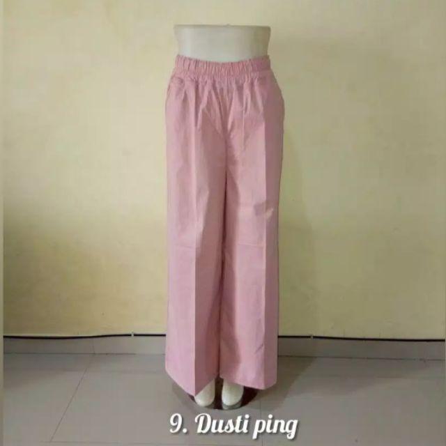 Kulot polos bahan katun stret-Dusty pink