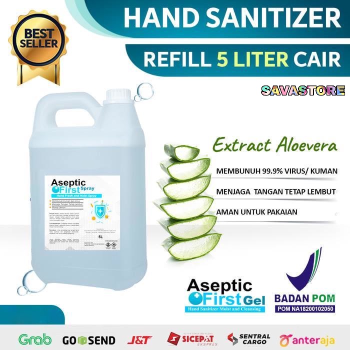 Refill Hand Sanitizer Cair 5 Liter Aseptic First Original Izin BPOM - Handsanitizer Spray