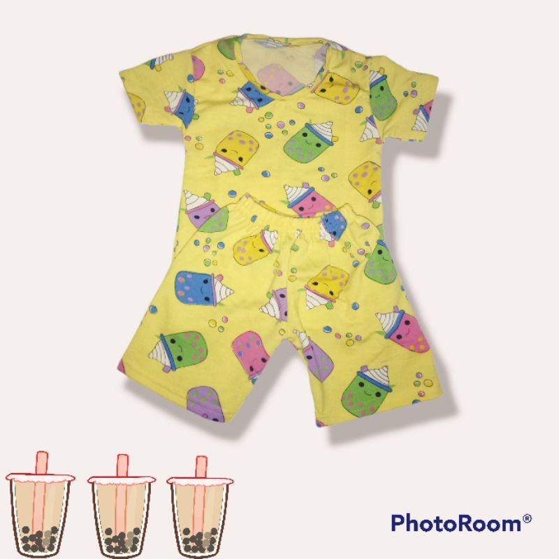 Setelan anak Bahan Babyterry import motif Boba terbaru