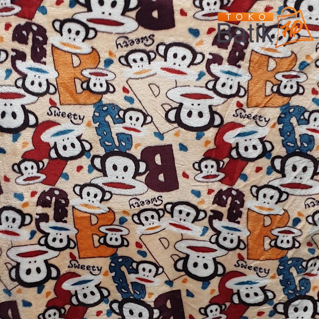 SELIMUT BULU HALUS MOTIF MONKEY / SELIMUT BULU SUTRA